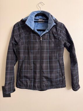 Free Country Black and Light Blue Plaid Hooded Jacket